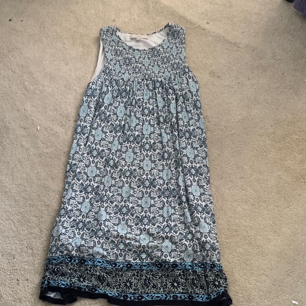 LOFT Blue and Black Patterned Kids Dress